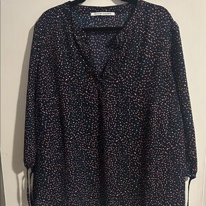 Collective Concepts Navy Top with Pink Dot Print